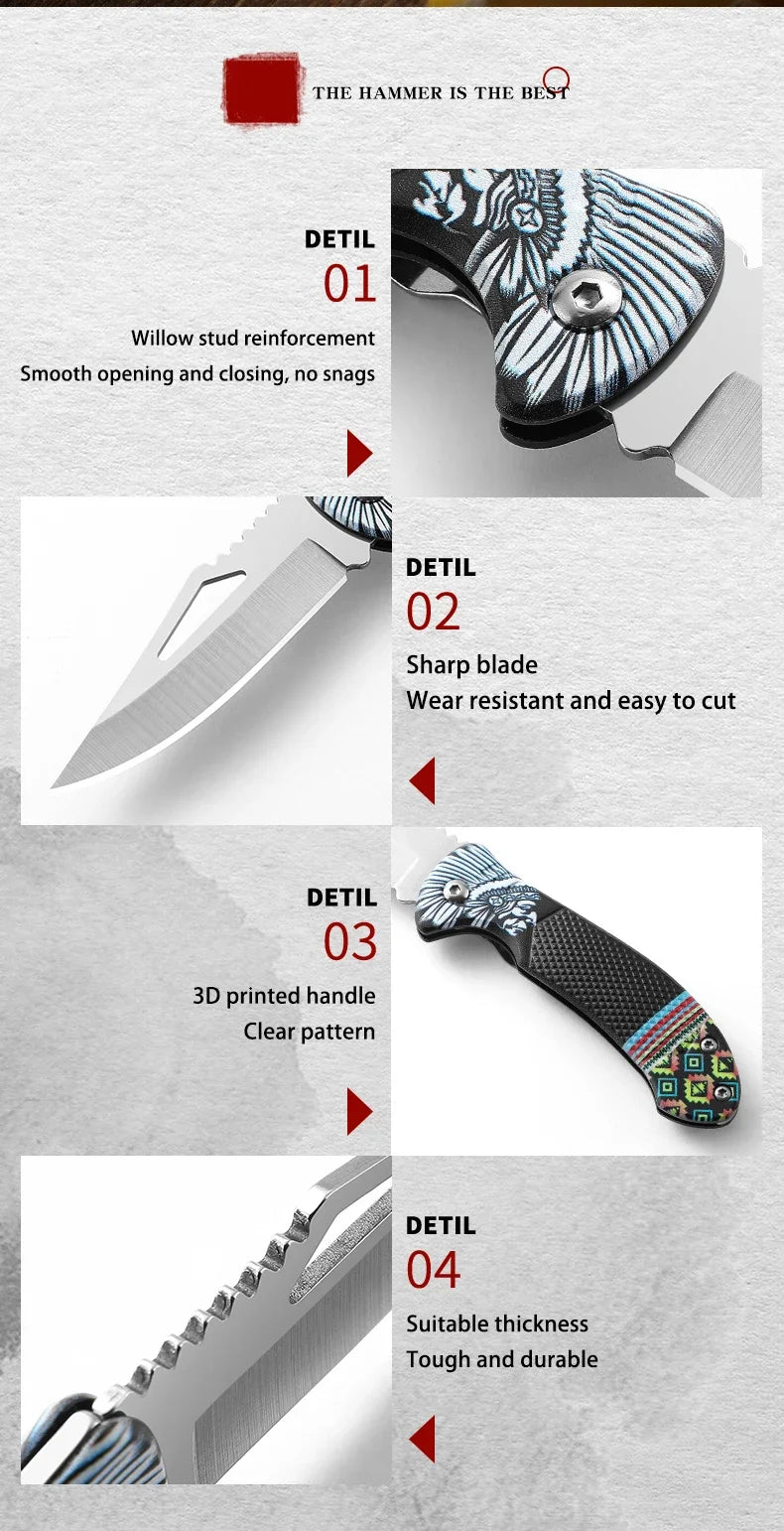 1Pcs Folding Knife Ideal for Eating Meat Cutting Fruit Roasting Sheep Made of Quality Stainless Steel Essential Kitchen Tool