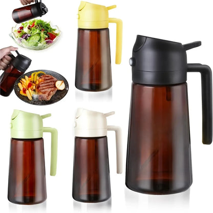 2-in-1 470ml Light Blocking Brown Oil Sprayer for Cooking Olive Oil Dispenser Bottle for Kitchen Oil Bottle Seasoning Tools