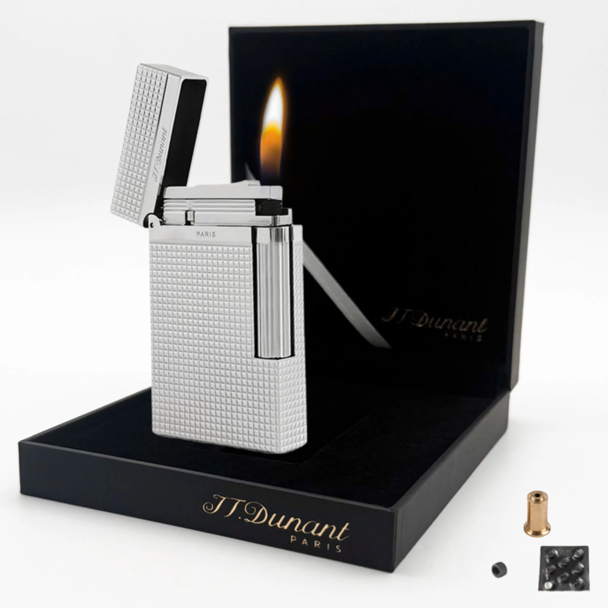JT.Dunant Lighter Ding Sound Brass Metal Refillable Butane Cigar Cigarette Lighters Fuel Men Smoking Accessory