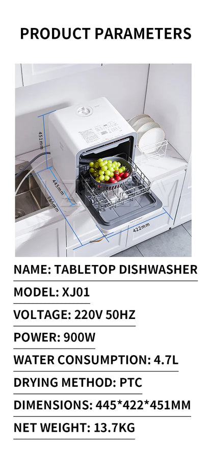 Tabletop Dishwasher Speed,Baby-Care,ECO&Dish Washer for Dorm,RV&amp Food grade high temperature resistant liner