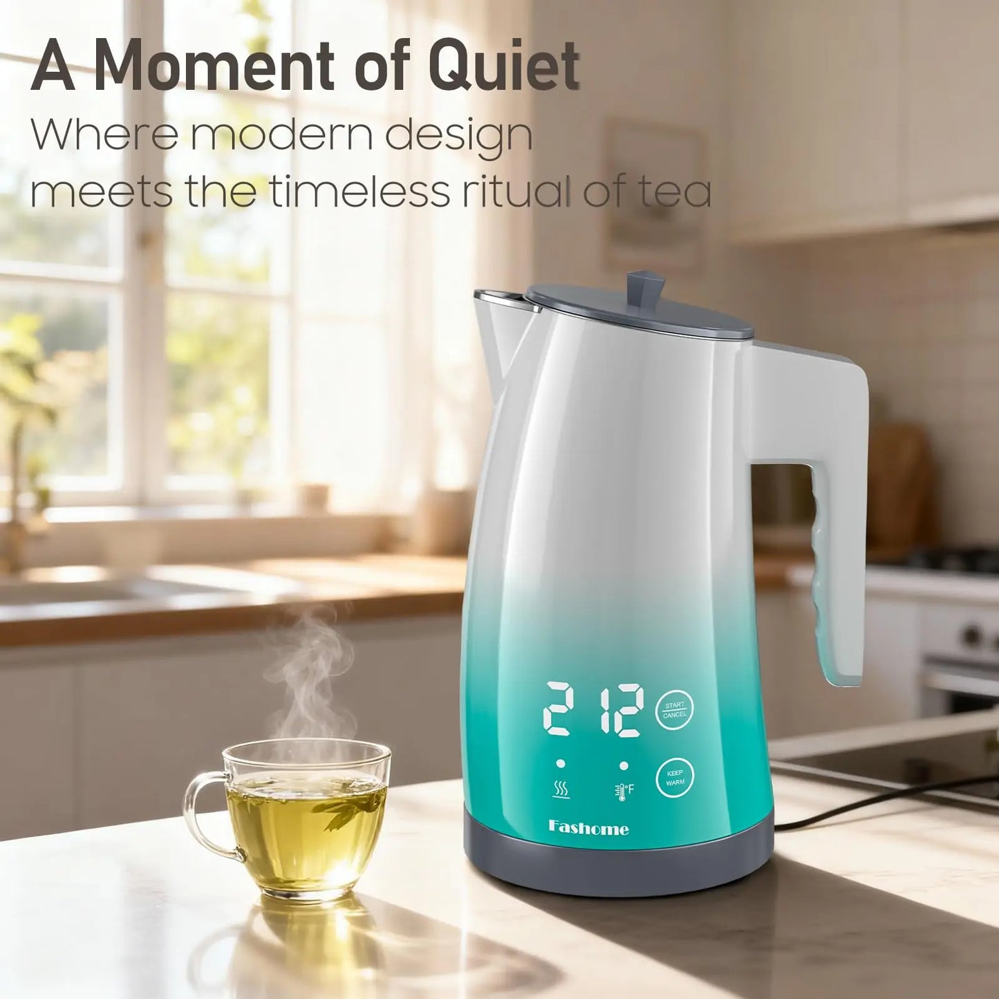 Electric Kettle Temperature Control, 1.25L Electric Tea Kettle, 2 H Keep Warm Hot Water Boiler with 5 Presets, LED Screen Electric Kettles for Boiling Water, Boil-Dry Protection