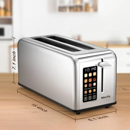 4 Slice Toaster Touch Screen 1.5" Long Slot Stainless Steel Smart Bread Toaster for Bagel Muffin Waffle Gluten Free Breads Time