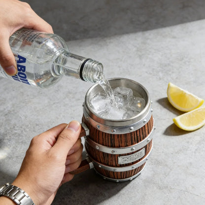 1:1 Luffy Zoro Beer Barrel Cup Resin Statue Stainless Steel Mug Medieval Tavern Wood Imitation Barrel Tankard Beer Mug Fan Gift