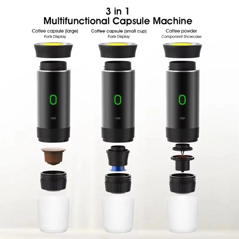 Portable Coffee Maker 3-in-1 Espresso Machine for Travel 20 Bar Mini Coffee Maker Compatible with Ground Coffee Maker Cafetera