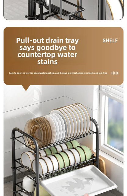 Dish Storage Rack Kitchen Shelf Dish Drain Rack Bowl Rack Cupboard Chopsticks Storage Box