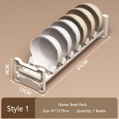 HeMu Adjustable Dish Rack, Expandable Plate Organizer for Kitchen Cabinet, Suitable for 6-9 Inch Bowls/Plates Kitchen Organizer
