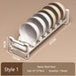 HeMu Adjustable Dish Rack, Expandable Plate Organizer for Kitchen Cabinet, Suitable for 6-9 Inch Bowls/Plates Kitchen Organizer