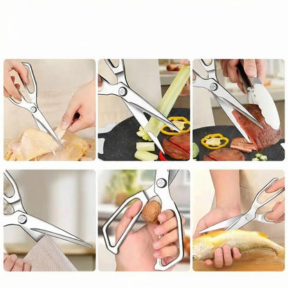 Extended Heavy-Duty Poultry Bone Scissors, High Hardness Stainless Steel, Household Bone Cutting for Chicken Duck Goose C2612
