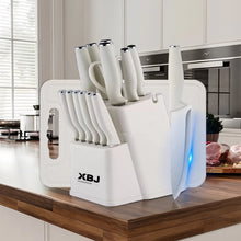 15 Pcs Stainless Steel Kitchen Knife Set with Block & Cutting Board, Ultra Sharp Chef Knives for Home Cooking
