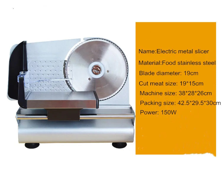 220V Electric Meat Slicer, Commercial Mutton Beef Lamb Cutter, Automatic Vegetable & Bread Slicing Machine, Stainless Steel Food