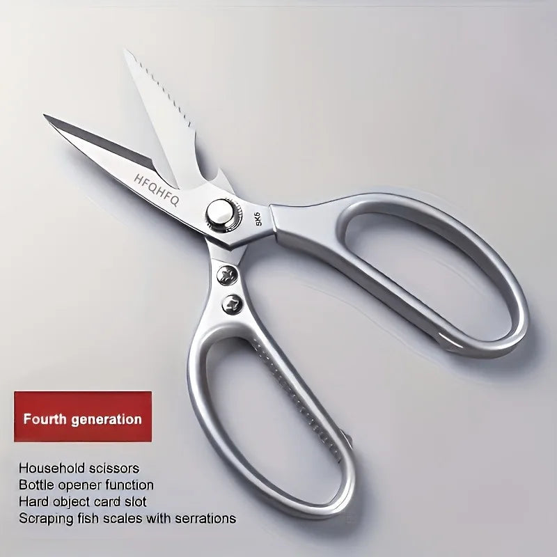 Multi-Function Kitchen Scissors Heavy Duty Kitchen Shears,Cutting Food ToolsCooking Shears for Chicken,Meat, Fish,Poultry(Sliver)