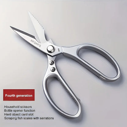 Multi-Function Kitchen Scissors Heavy Duty Kitchen Shears,Cutting Food ToolsCooking Shears for Chicken,Meat, Fish,Poultry(Sliver)