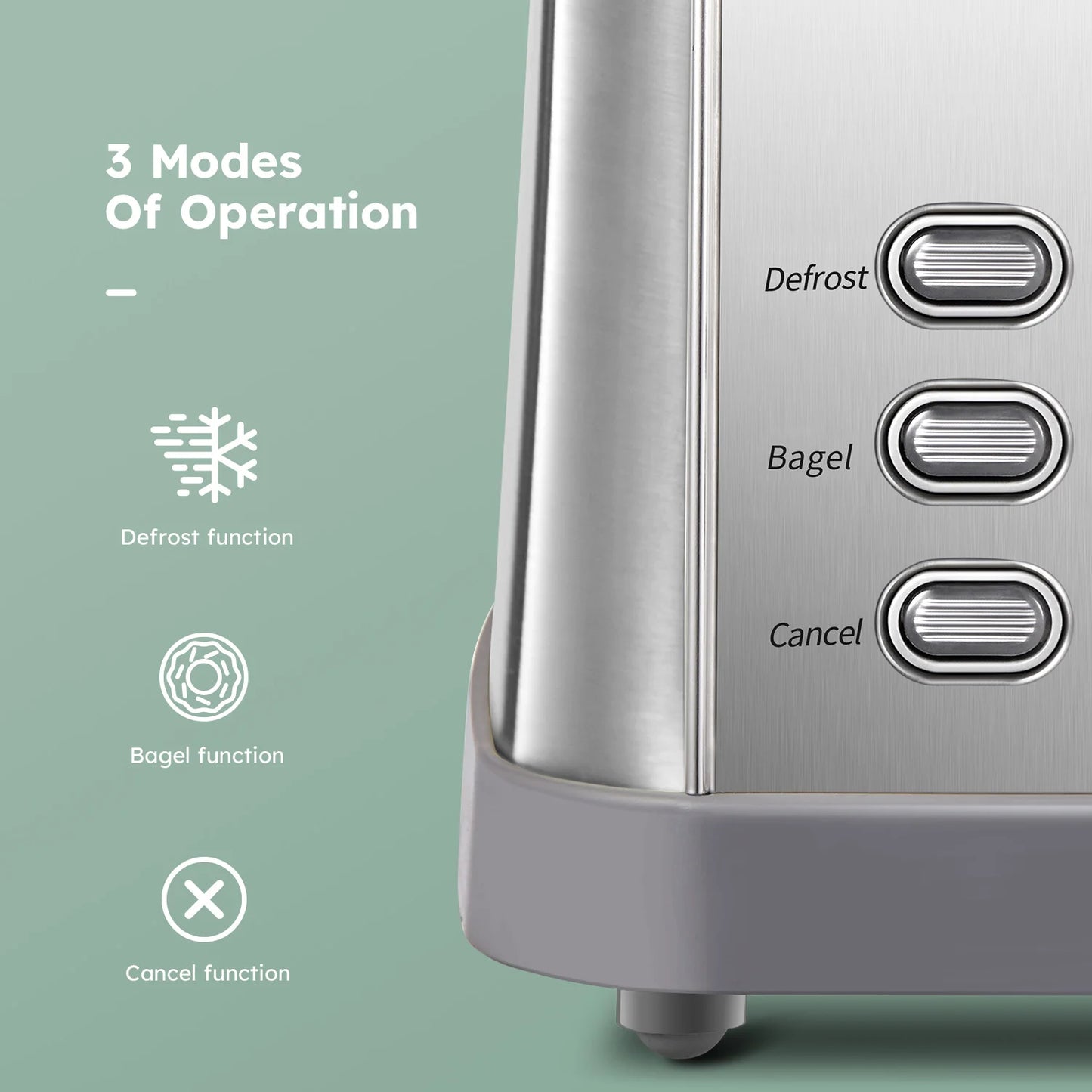 4 Slice Stainless Steel Toaster, Extra Wide Deep Slots for Thick Bread & Bagel, High Lift Lever Design, 7 Browning Shades with Warm Rack, Removable Crumb Tray, Silver Multipurpose Muffin Breakfast Toaster