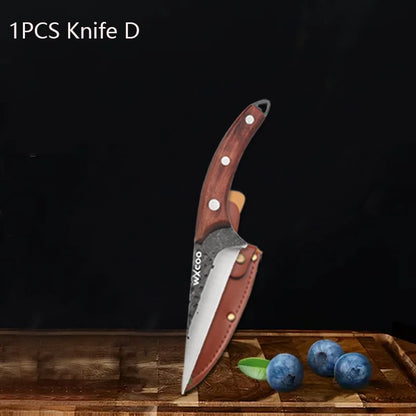 WXCOO Kitchen Knife for Cooking BBQ Lamb Beef Meat Cleaver Fruit Slicing Hand forged Butcher Knife Magnetic Knife Holder Set