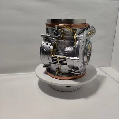Unique 3D Car Turbo Engine Shaped Beer Mug Retro Mechanical Gear Resin Coffee Cup Creative Desktop Decor Drink Tumbler Gift