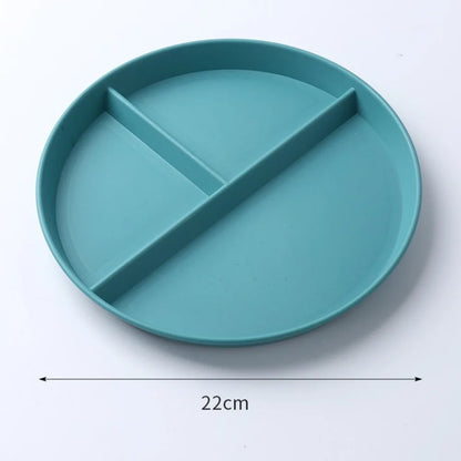 Three-Compartments Divided Plate Eco-Friendly Wheat Straw Reusable Children Dishes Anti-fall Plastic Kitchen Dinnerware Plates