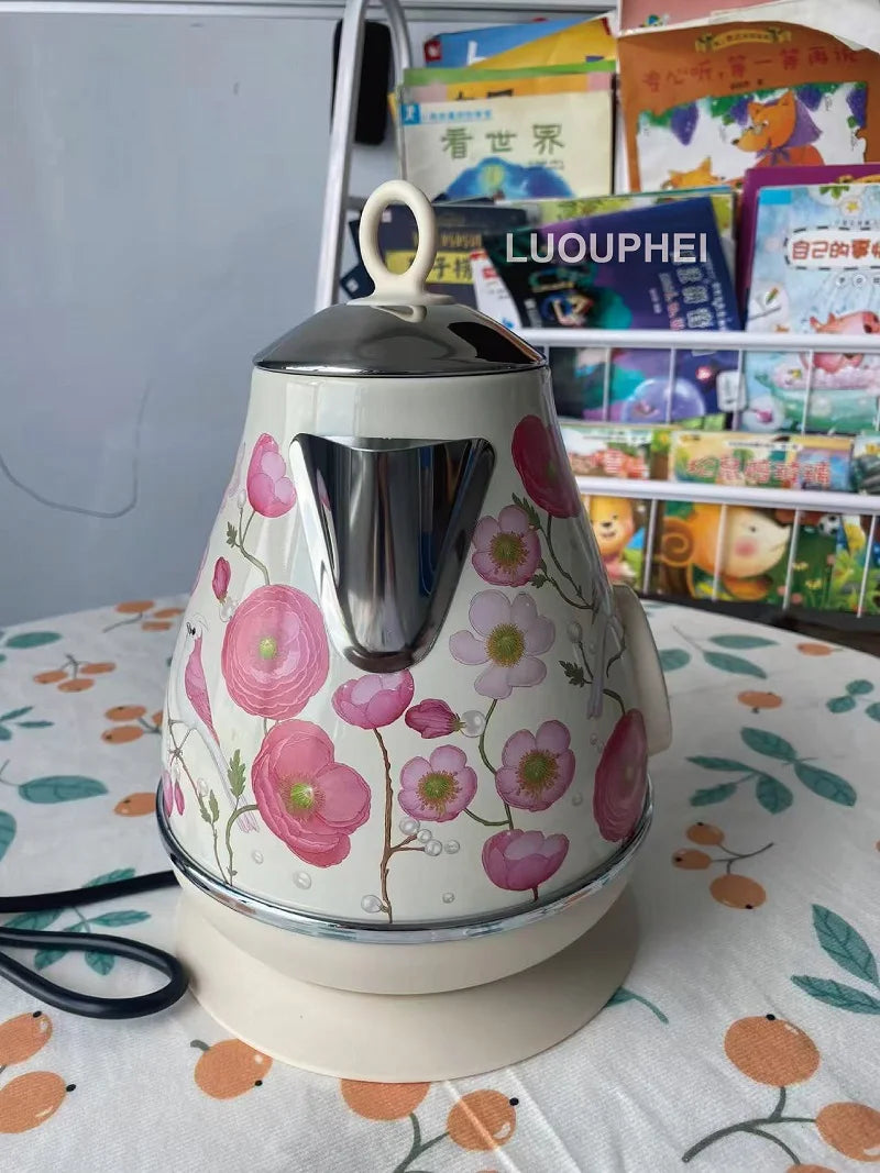 1.7L Retro Electrc Kettle Home With Temperature Display Boiling Water Auto Power Off 304 Stainless Steel Teapot Kitchen Tools