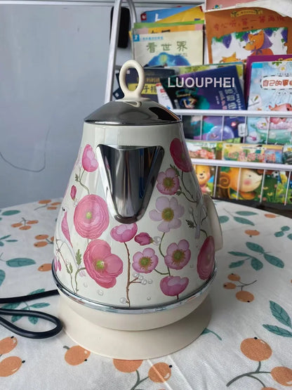 1.7L Retro Electrc Kettle Home With Temperature Display Boiling Water Auto Power Off 304 Stainless Steel Teapot Kitchen Tools