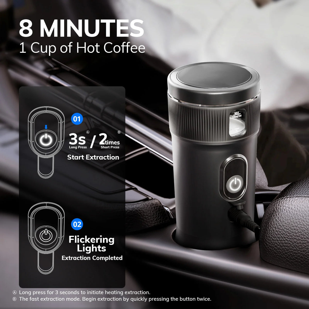 Portable Espresso Machine, DC12V Travel Coffee Maker for Car and Camping, Compatible with Nespresso Capsules, Hot Cold Brew