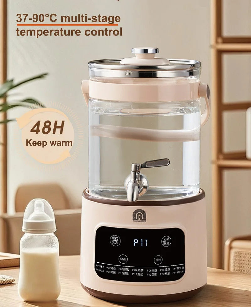 1200W/3L Home Electric Kettle Multifunctional Health Pot Glass Flower Teapot Soup Stew Pot Commercial Faucet Fruit Tea Bucket