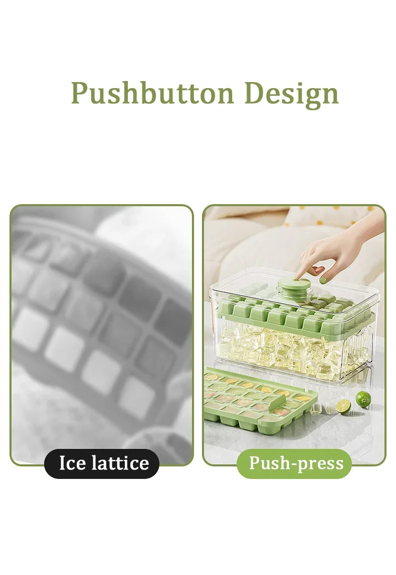 28/56 Grids Ice Cube Mold Press Ice Tray Bucket Multifunctional Ice Maker with One-touch To Release Portable Ice Box Ice Cube Tr