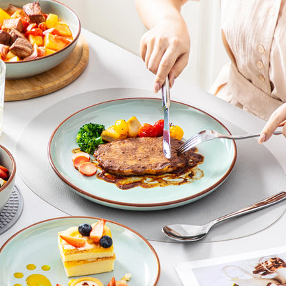 VANCASSO NYMPH 16/32 Piece Ceramic Glaze Tableware Set with Dinner/Dessert/Soup Plate/Bowl  For 4/8 Person 4 Color Optional