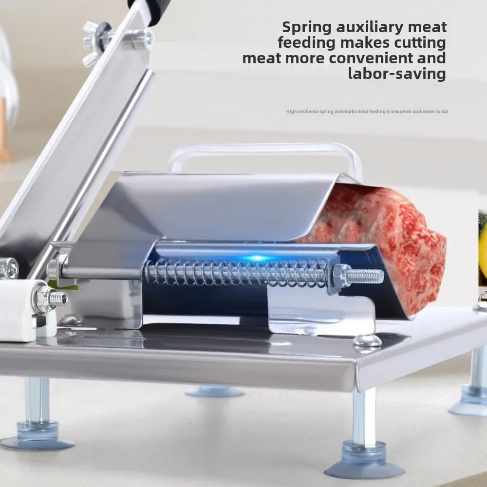 Multi-Functional Manual Meat Slicer - Stainless Steel Home & Commercial Slicing Machine for Lamb, Beef & Frozen Meat Cuts
