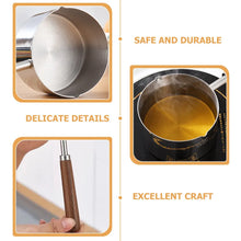 250Ml Stainless Steel Sauce Pan with Wood Handle Melting Bowl for Butter Chocolate Milk Oil Pour Spout Ergonomic Anti Scald