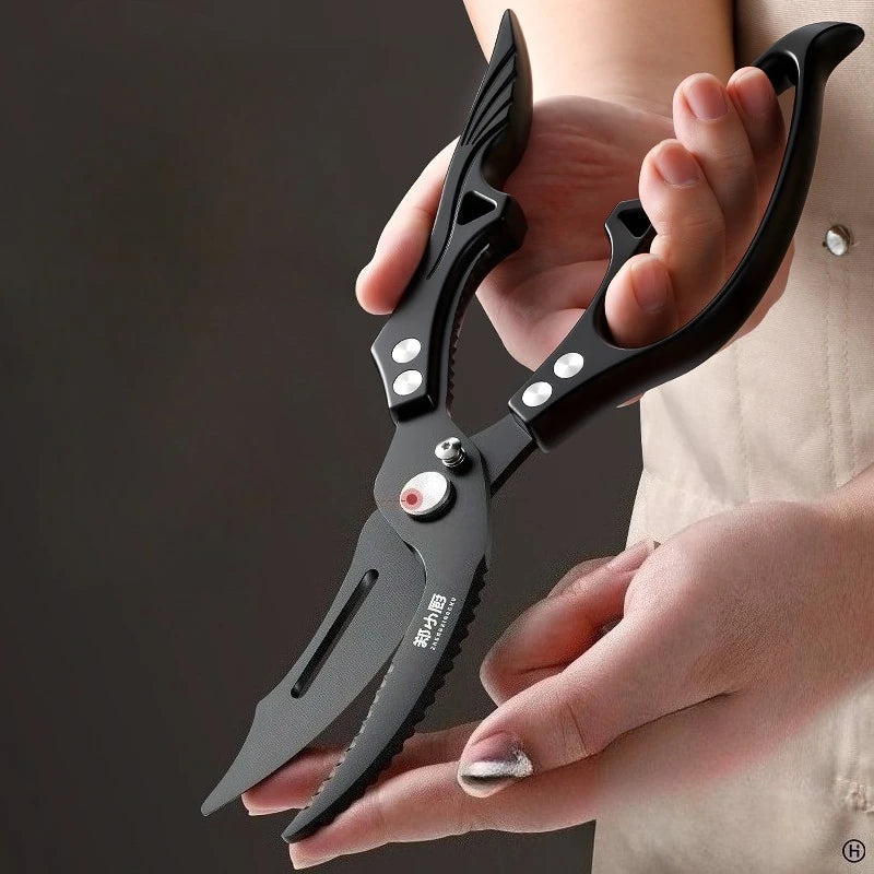 Heavy duty Kitchen scissors Black titanium Scissors Multi-purpose Sharp Cutting Chicken Duck Goose Meat Vegetables Fish