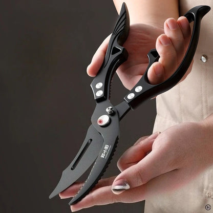 Heavy duty Kitchen scissors Black titanium Scissors Multi-purpose Sharp Cutting Chicken Duck Goose Meat Vegetables Fish