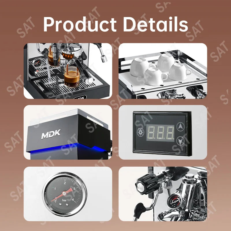 -For MC-10 Commercial Stainless Steel Semi-Automatic Espresso Machine Ambient Light Electric Coffee Maker Household Outdoor RV*
