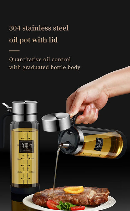 Oil bottle glass Oil pot leakproof Tank Kitchen soy sauce Bottles Vinegar Pots Seasoning Tool Set Of Household Flip Lid