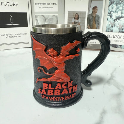 2025 New Black Sabbath 57th Anniversary Commemorative Mug Stainless Steel Heavy metal style mug Bar Drinking Ornaments Male Gift