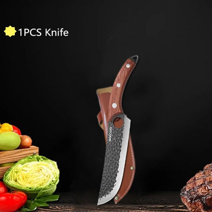WXCOO Forged Butcher Bone Cutter Kitchen Knife Stainless Steel with Sheath 1~8pcs Chef Fruit Knives Scissor BBQ Cooking Boning