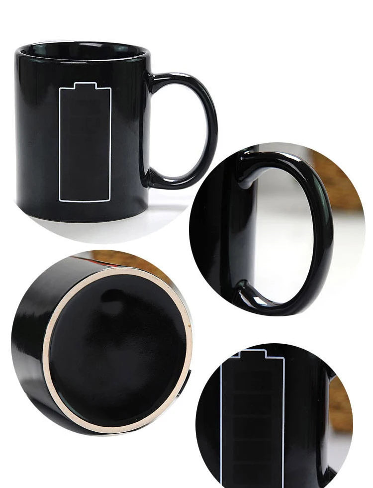Creative Battery Magic Mug Positive Energy Color Changing Cup Ceramic Discoloration Coffee Tea Milk Mugs Novelty Gifts