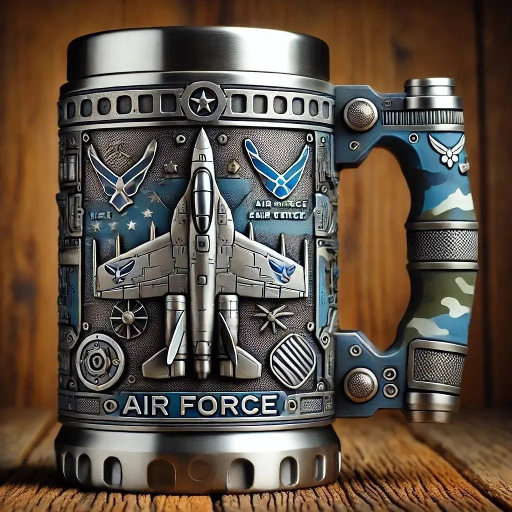 1pcs Navy Cup Air Force Anchor Plane Wine Mugs Resin Stainless Steel Army Beer Military  Mug Men Birthday Gift Coffee Wine New