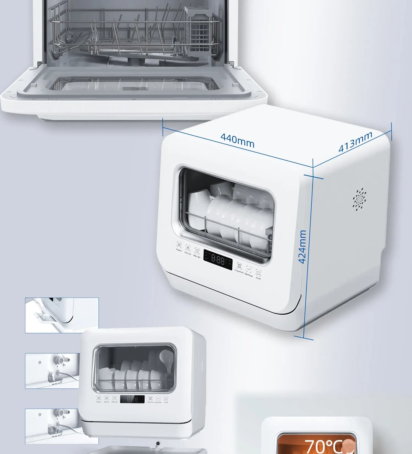 Mini Portable Table1200W Full- Automatic Dishwasher Hotel Independent Home Restaurant Kitchen Dishwasher for Restaurant