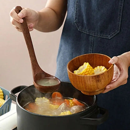 4-8pcs Wooden Cooking Spoon with Storage Bucket Durable Kitchen Utensils Set Natural Material Unbreakable Kitchen Shovel Set