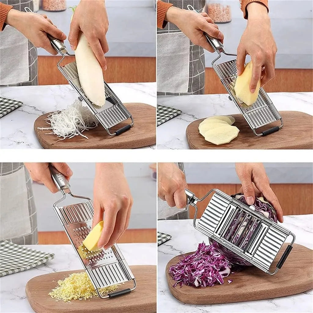 Professional Handheld Food Grater Set 4 Interchangeable Blades Cheese Garlic Ginger Chocolate Vegetable Fruits Zester Slicer Kitchen Tool