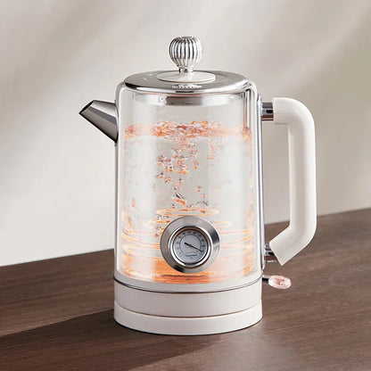 Retro 1.8L Electric Kettle with Mechanical Thermometer Stainless Steel Boil Water Tea Pot Automatic Power off Insulation Pot