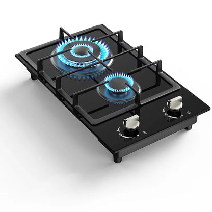 Gas Cooktop 2 Burner Propane Cooktop, 12 Inch Gas Stove Top with Thermocouple Protection, LPG/NG Dual Fuel