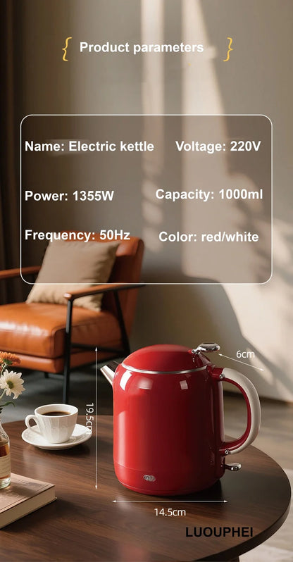 1355W Electric Kettle Portable 304 Stainless Steel Quick Boiling Kettle Teapot Home Thermos Kettle Automatic Power-Off 1000ml