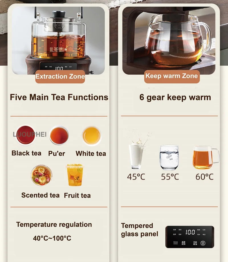 1L Electric Kettle Office Pure Titanium Steam Tea Kettle Home Keep Warm Floral Tea Kettle Auto Water Supply Electric Tea Kettle