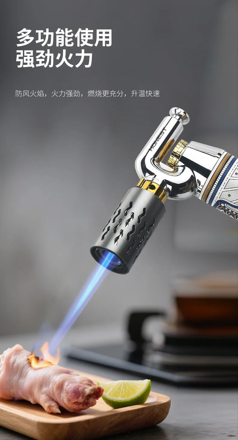 HONEST High Temperature Welding Gun 2 Types Of Flames Butane Gas Turbine Torch Lighter Outdoor BBQ Kitchen Cigar Lighters Gadget