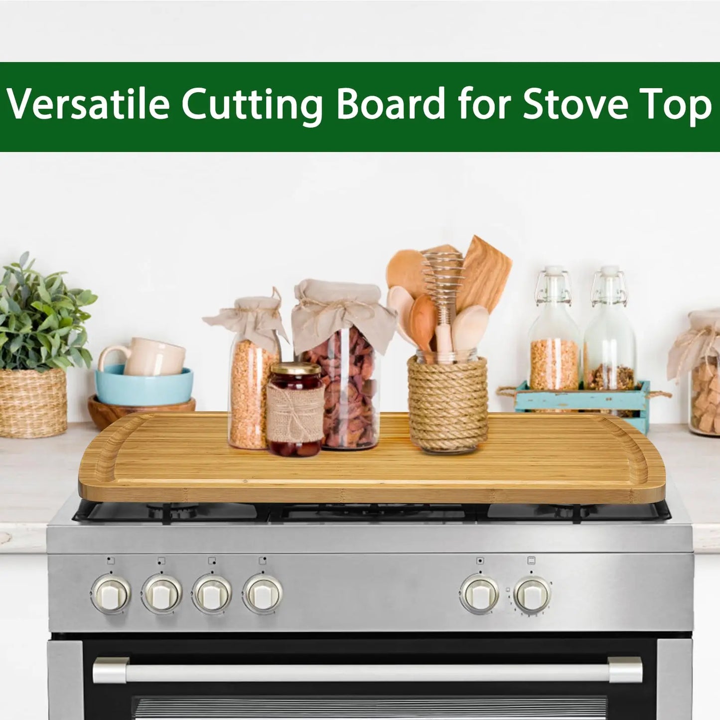 30 x 20 Extra Large Cutting Board, Bamboo Stove Top Cover, Over the Sink Cutting Board with Juice Groove, Heavy Duty Charcuterie Board for Kitchen