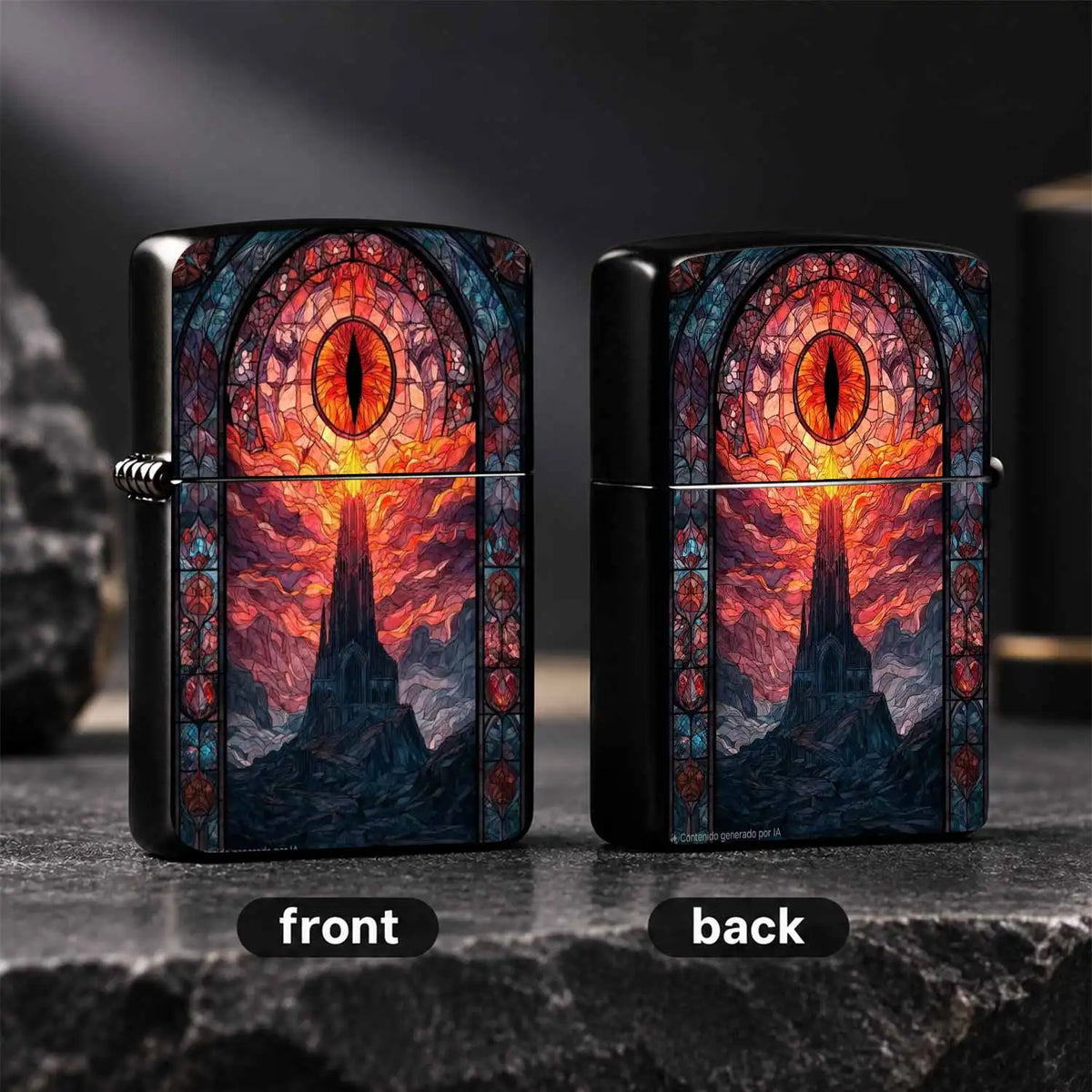 Creative Stained Glass Style Eye Of Sauron & Dark Tower Themed Lighter, Artistic Aesthetic Portable Accessory For Daily Use, Outdoor Camping, Lighting Candles Incense, Unique Exquisite Gift For Fantasy Art Fans, Multi-Scenari