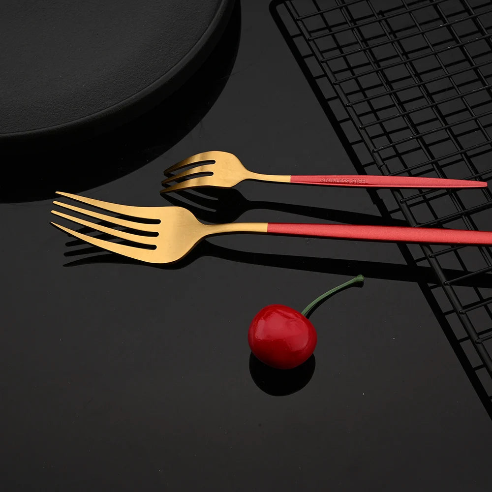 4Pcs black Gold Matte Cutlery Set Stainless Steel Dinnerware Silverware Flatware Set Home Knife Fork Spoon Picnic Tableware Set