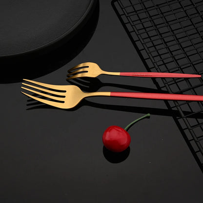 4Pcs black Gold Matte Cutlery Set Stainless Steel Dinnerware Silverware Flatware Set Home Knife Fork Spoon Picnic Tableware Set
