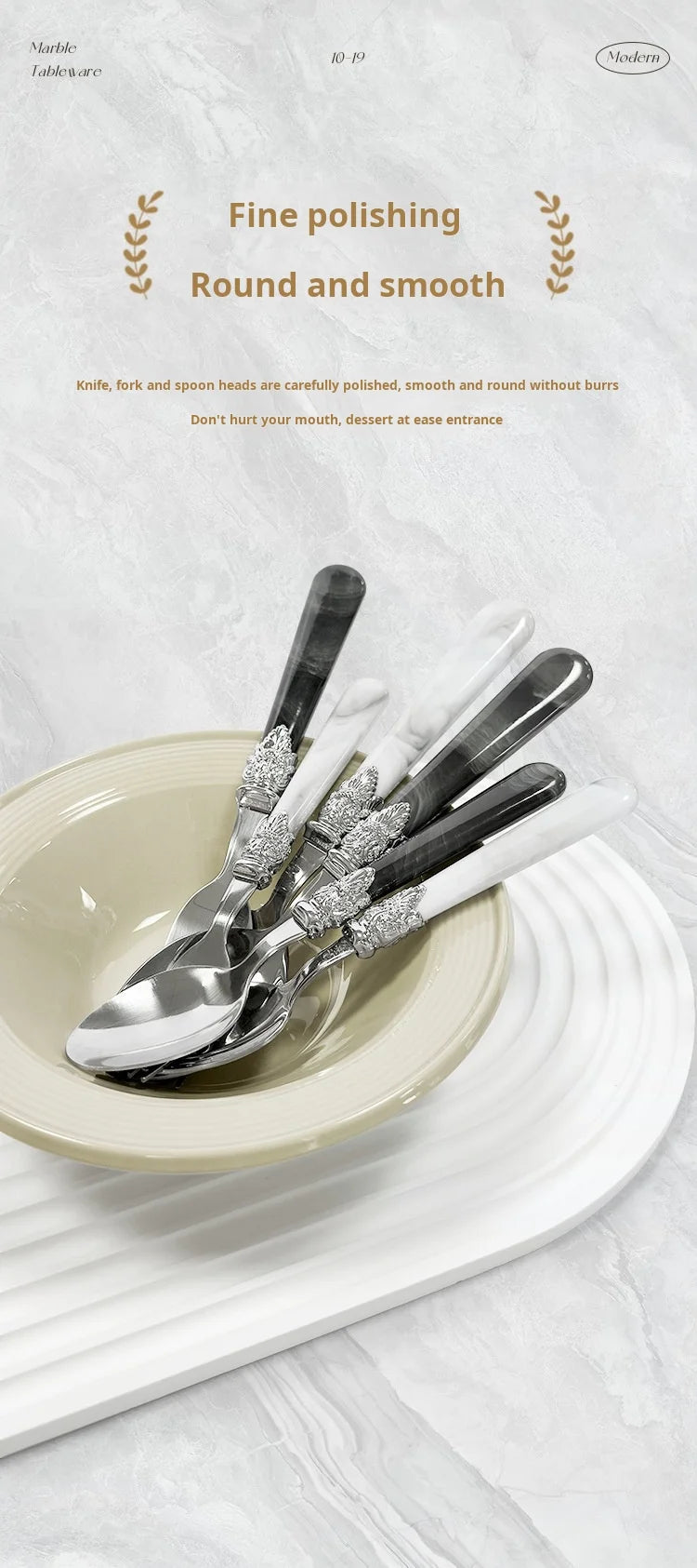 20/30pcs Flatware Set Stainless Steel Plastics Marbling Handle Cutlery Tableware Knife Fork Spoon Dishwasher Safe Dinnerware
