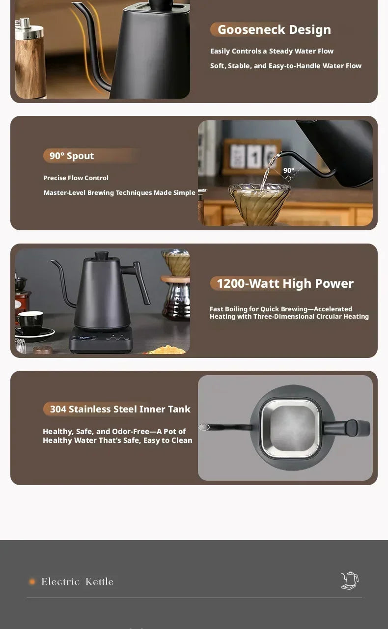 900ML Electric Gooseneck Kettle Constant Temperature Rapid Heating Hand Brew Coffee Pot Gooseneck Kettle Tea Kettle 110V/220V